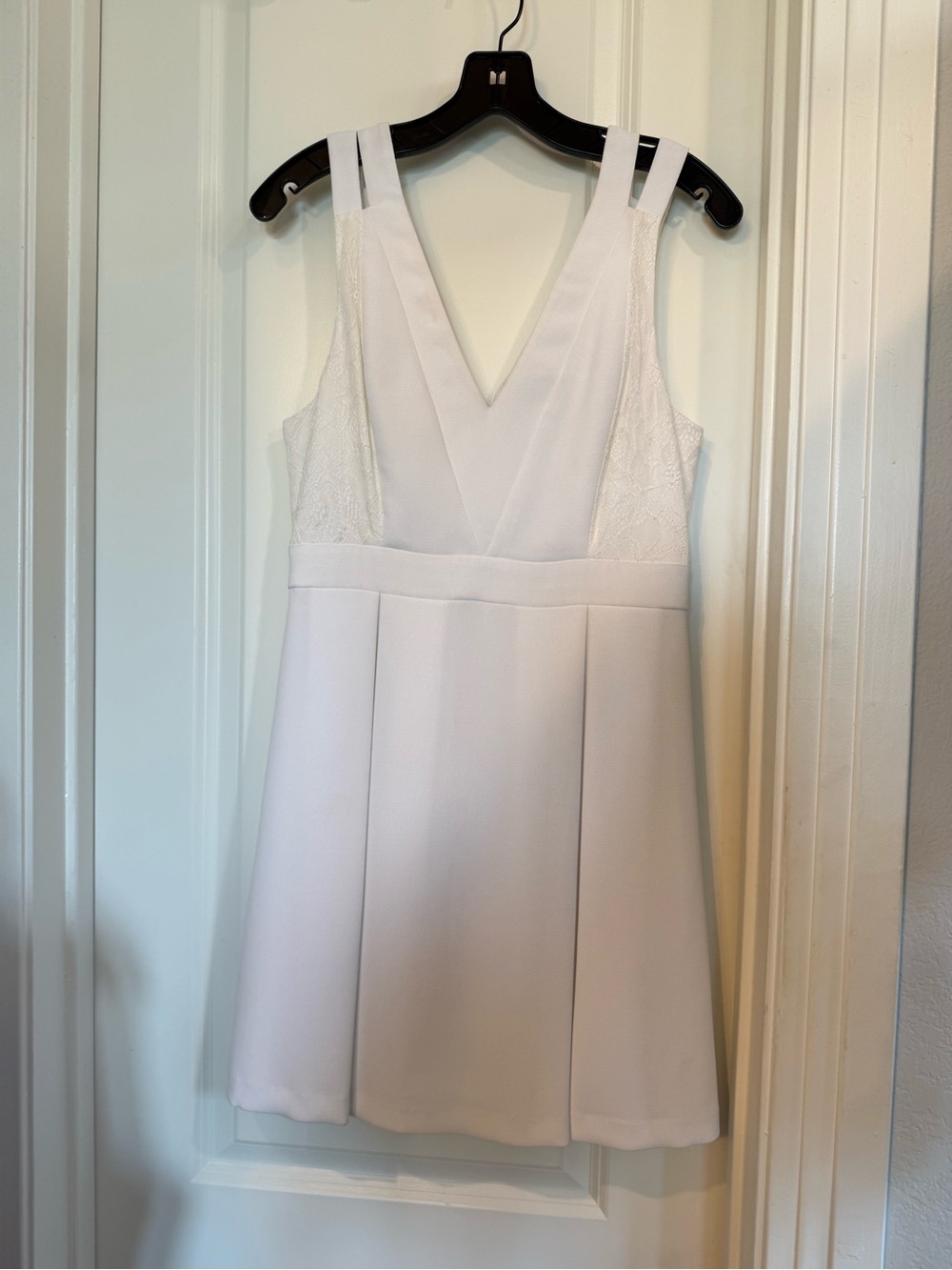 BCBGeneration White V-Neck Double-Strap Mini Dress